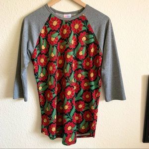 LULAROE | M | Grey 3/4 Sleeve Floral Randy